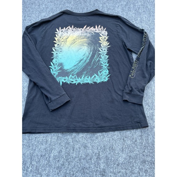 VTG‎  Quiksilver Shirt Mens XL Long Sleeve Spellout Wave And Weed Leaves Grail - Picture 2 of 8